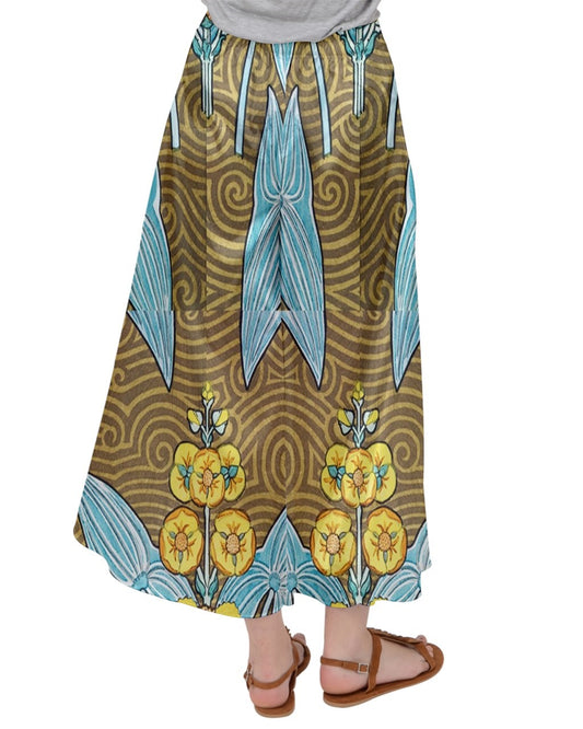 Blue Sagittaire (arrowhead) from La Plante et ses Applications ornementales (1896) illustrated by Maurice Pillard Verneuil. Women's Satin Palazzo Pants