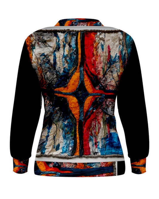 Rouge, Navy, Cream Embroidery Print Women's Sweatshirt