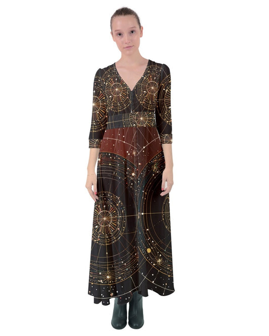 Constellation of Issues Button Up Maxi Dress