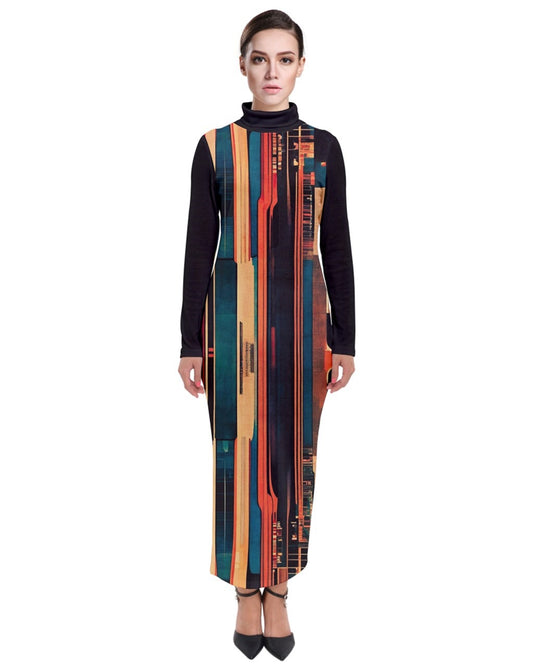 Jewel Earth Turtleneck Maxi Dress
