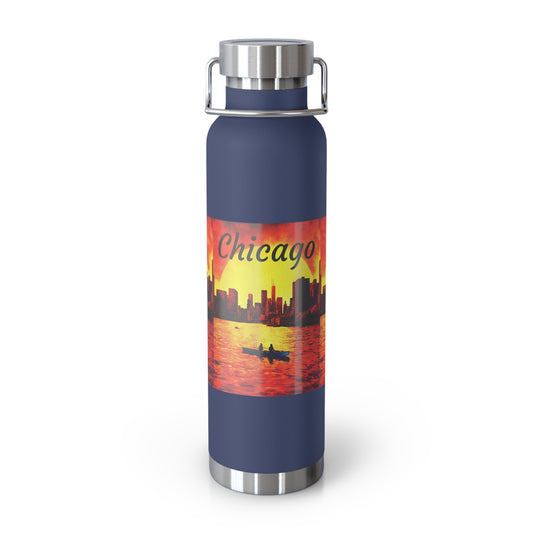 Chicago Skyline Sunset Copper Vacuum Insulated Bottle, 22oz