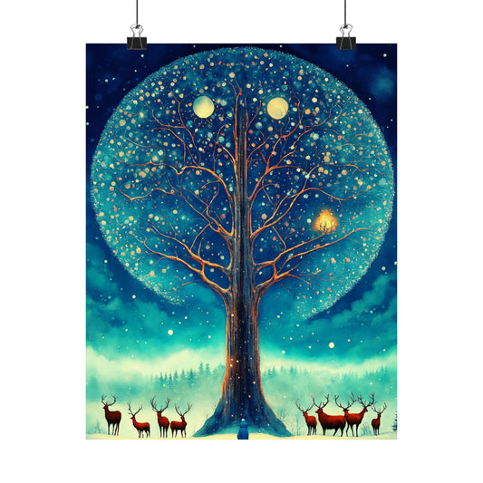 Snowy Midnight at Firefly Tree Matte Vertical Posters