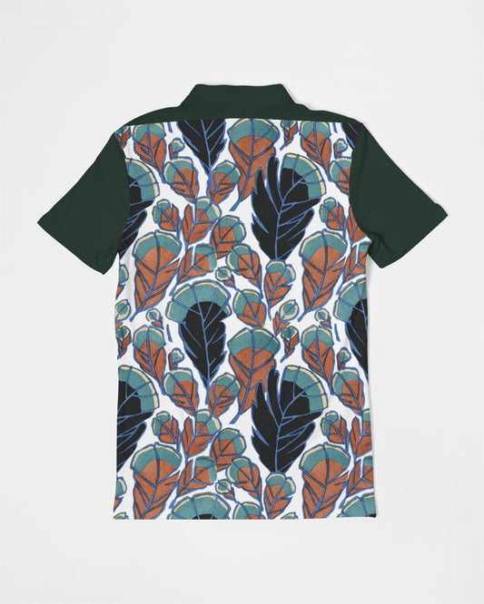 Falling Leaves Men's All-Over Print Slim Fit Short Sleeve Polo