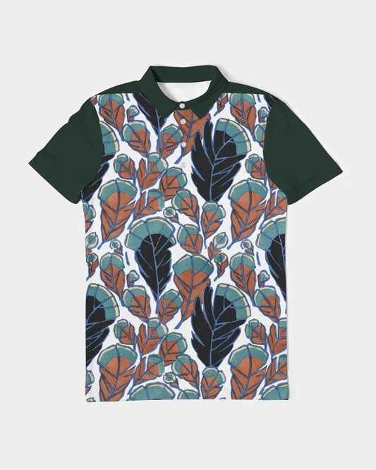 Falling Leaves Men's All-Over Print Slim Fit Short Sleeve Polo