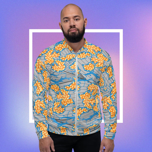 Orange Waves Unisex Bomber Jacket