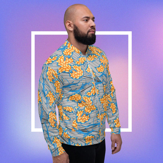 Orange Waves Unisex Bomber Jacket