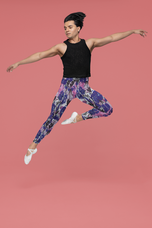 Blu Blossoms High-Rise Leggings-Cloud-Like