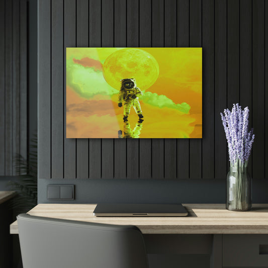 Space to Myself Astronaut in Yellow Acrylic Prints (French Cleat Hanging)