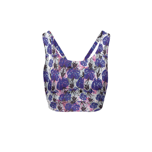 Blu Blossoms Racerback Sports Bra-Butter Soft Texture