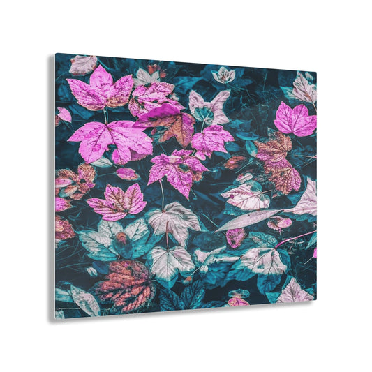 Fall Leaves in Teal Acrylic Print