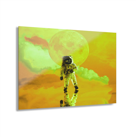 Space to Myself Astronaut in Yellow Acrylic Prints (French Cleat Hanging)